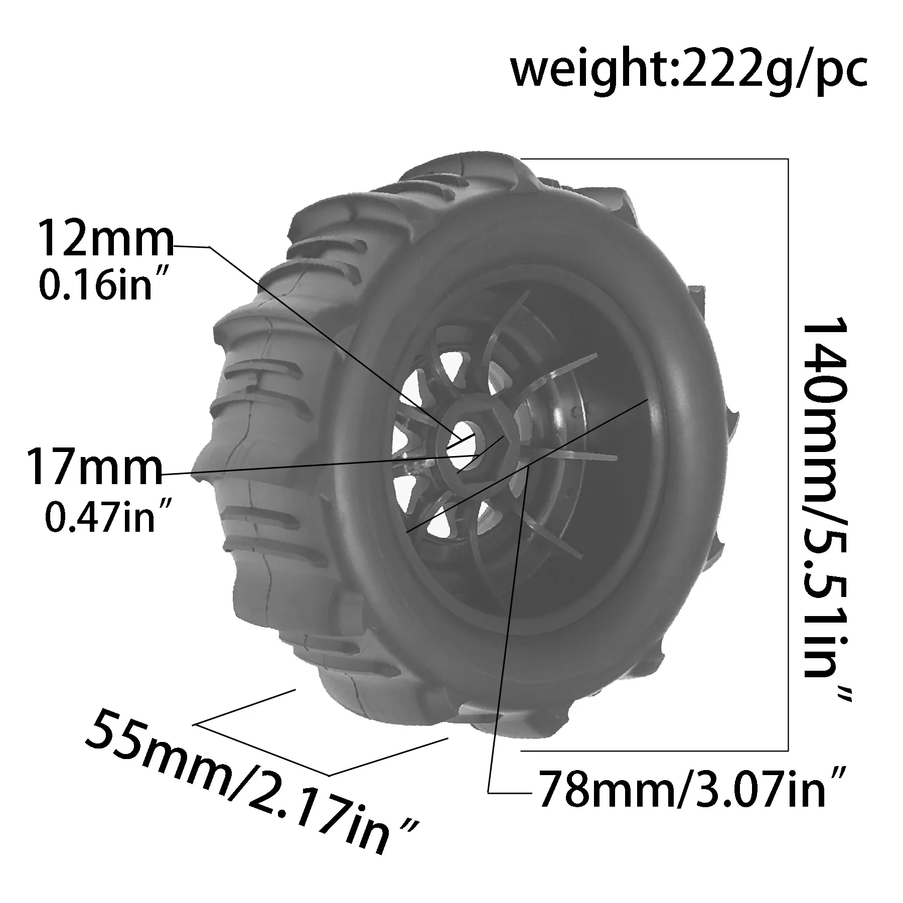 1/7 1/8 Short Course Truck Sand Tires Snow Tyres 17mm Hex for RC Car TRAXXAS ARRMA SENTON Vkar UDR MOJAVE ATOM DF7 DB8 Parts