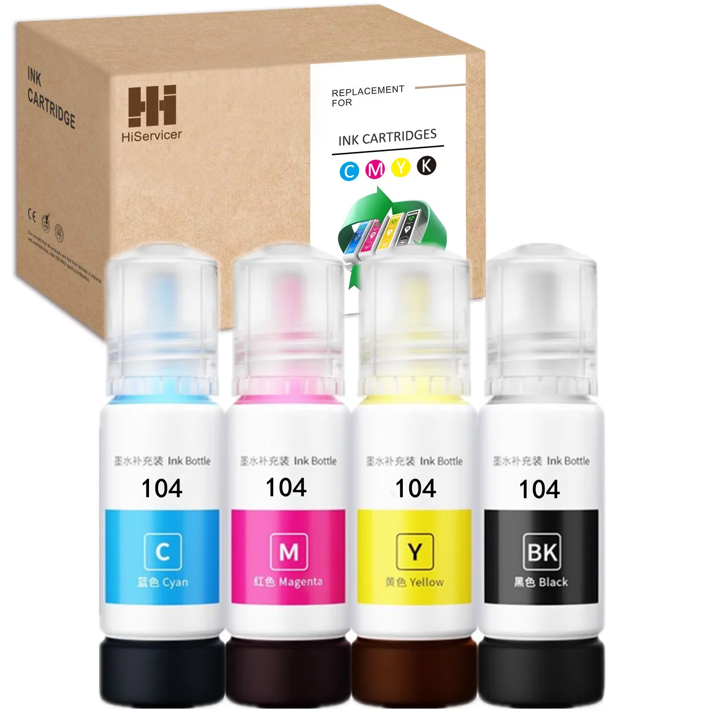 HS 104 Refill Ink Set Compatible for Epson 104 Ink Bottles ET-2700 ET-2710 ET-2711 ET-2712 ET-3700 ET-3750 ET-4700 ET-4750