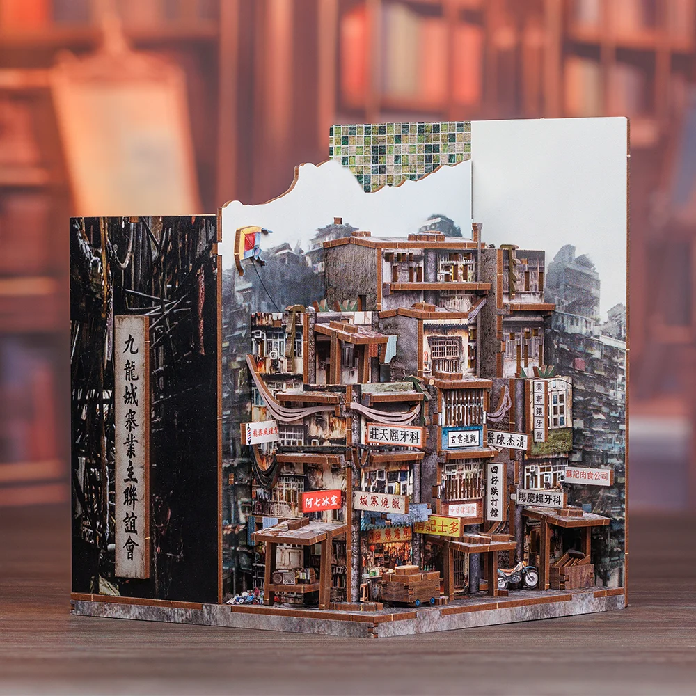 

CUTEBEE книжный уголок DIY кукольный домик миниатюрный комплект деревянная книжная полка вставка стенка в книжный декор для подарков 3D головоломка