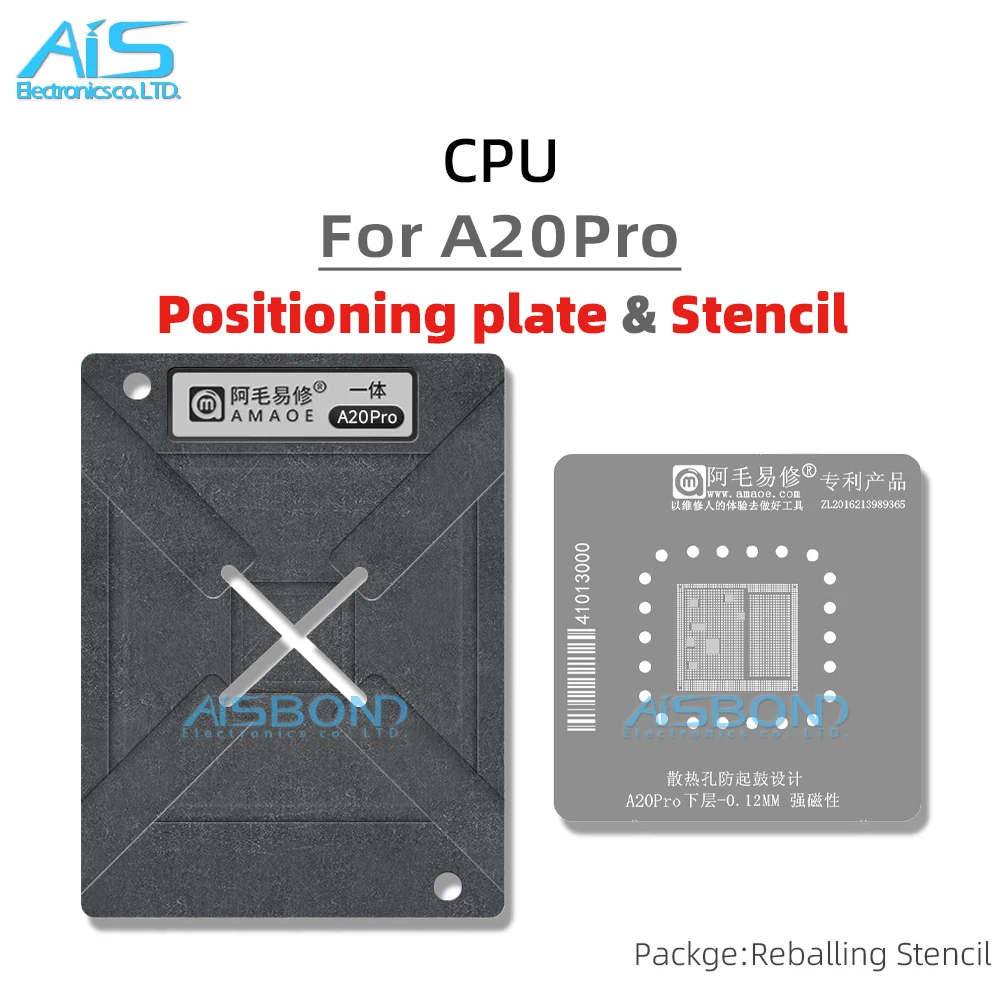 Amaoe BGA Reballing Stencil Template Station For iPhone 18Pro Max DUO CPU Chip Positioning Plate Plant tin net Steel mesh