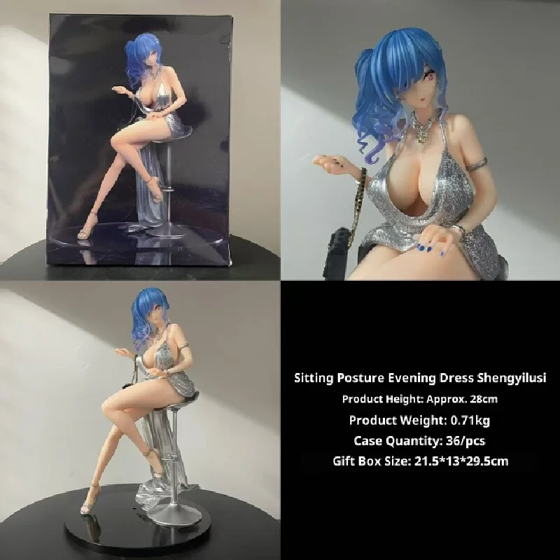 

Blue Blue Airline Saint Yilu Silkdress Anime Game Periphery Trendy Play Desktop Decorate Gift Gk Handmade Ornament Model Statue