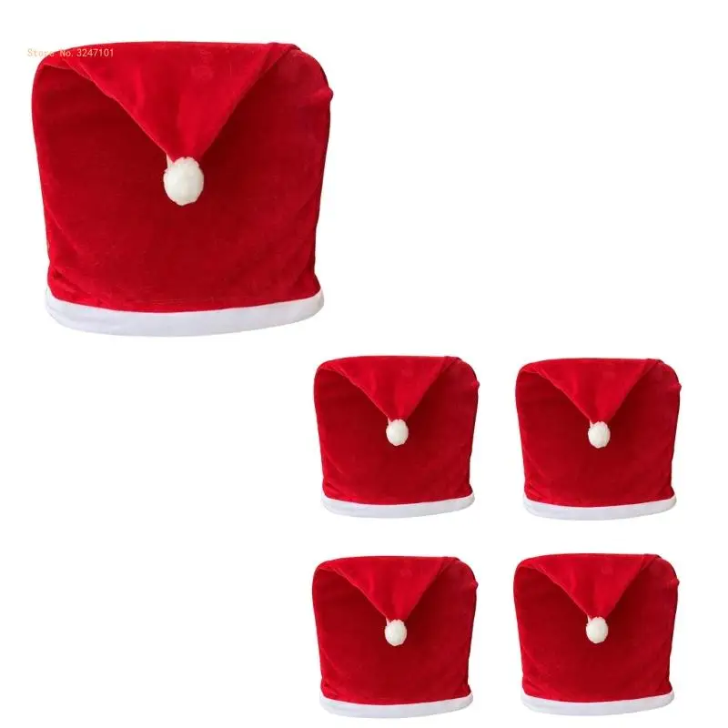 

Santa Red Hat Christmas Chair Back Cover Christmas Decoration for Home 2023 Dropship