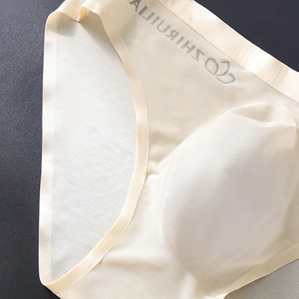 Men Translucent Seamless Briefs 3D Pouch Low Waist Breathable Thin Underwear For Daily Wear Solid Color Sexy Lingerie Pants