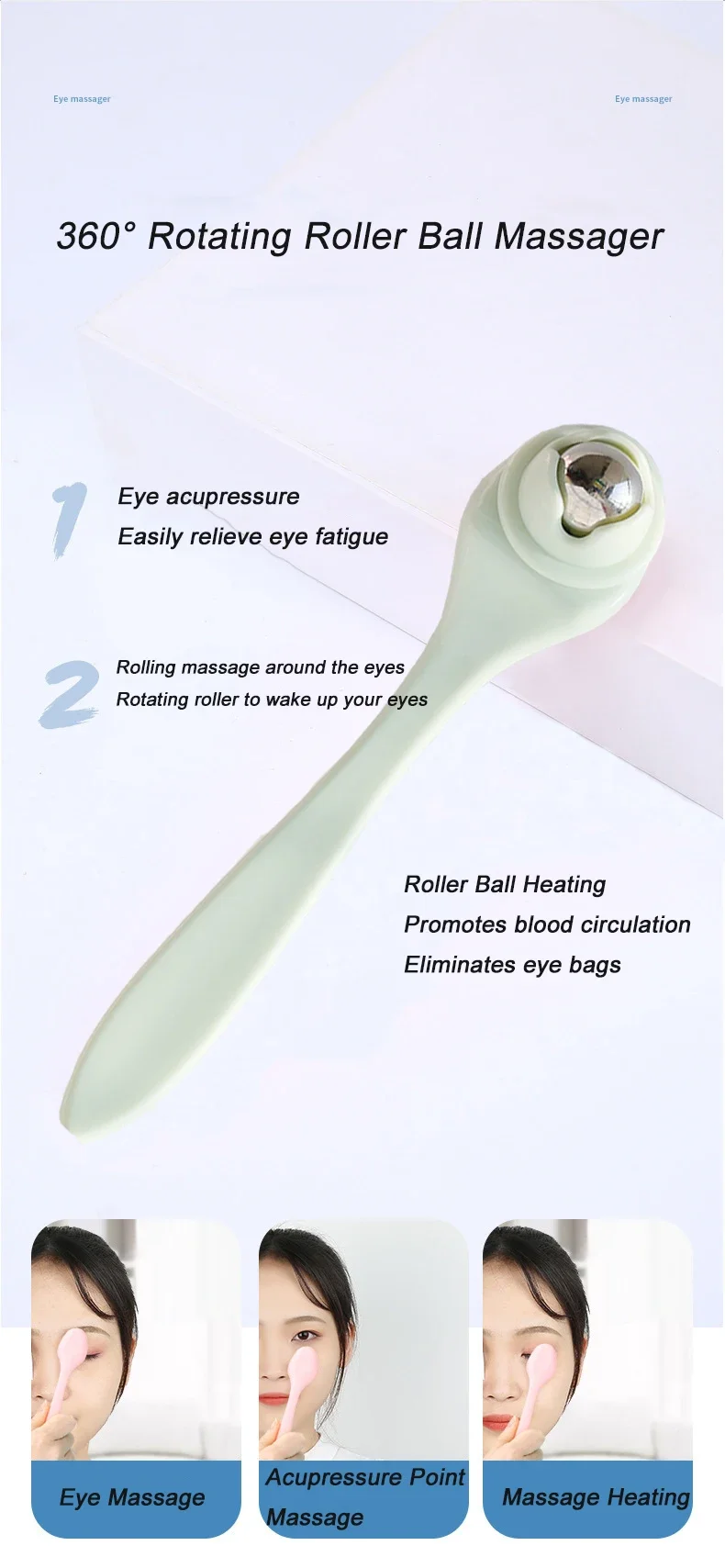 Face Eye Massage Stick Eye Cream Steel Ball Roller Massage Anti Wrinkle Dark Circle Facial Lifting Spatula Beauty Skin Care Tool