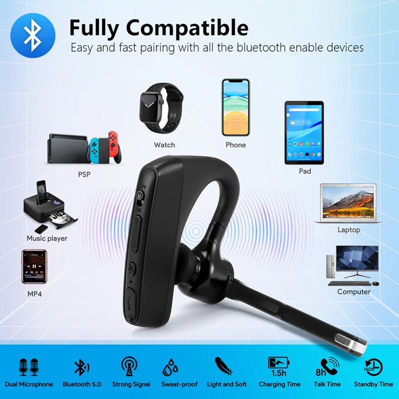 Walkie Talkie Bluetooth Auricular Adaptador Inalámbrico PTT Control Remoto Para Restaurante Hotel