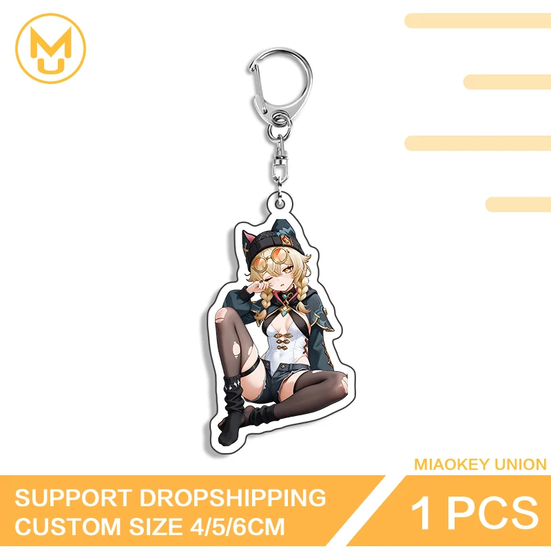 Genshin Impact Jahoda Y2K Pendant Key Chains Glaring Sitting Posture Portrait Novelty Amusing For Friends Fashion Key Ring Gifts