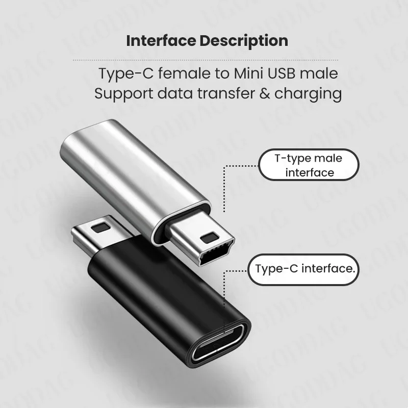 Mini USB do typu C Adapter 5-pinowy męski Mini USB na żeński rodzaj USB C złącze transferu danych do kamery GoPro MP3 PC Conventer