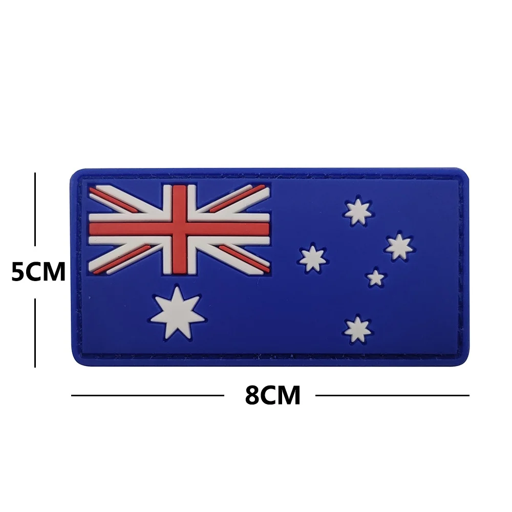 Heißer Verkauf Australische Flagge PVC + 3D Gestickte Armband Rucksack Aufkleber IR Reflektierende Känguru Abzeichen Haken Schleife Patches