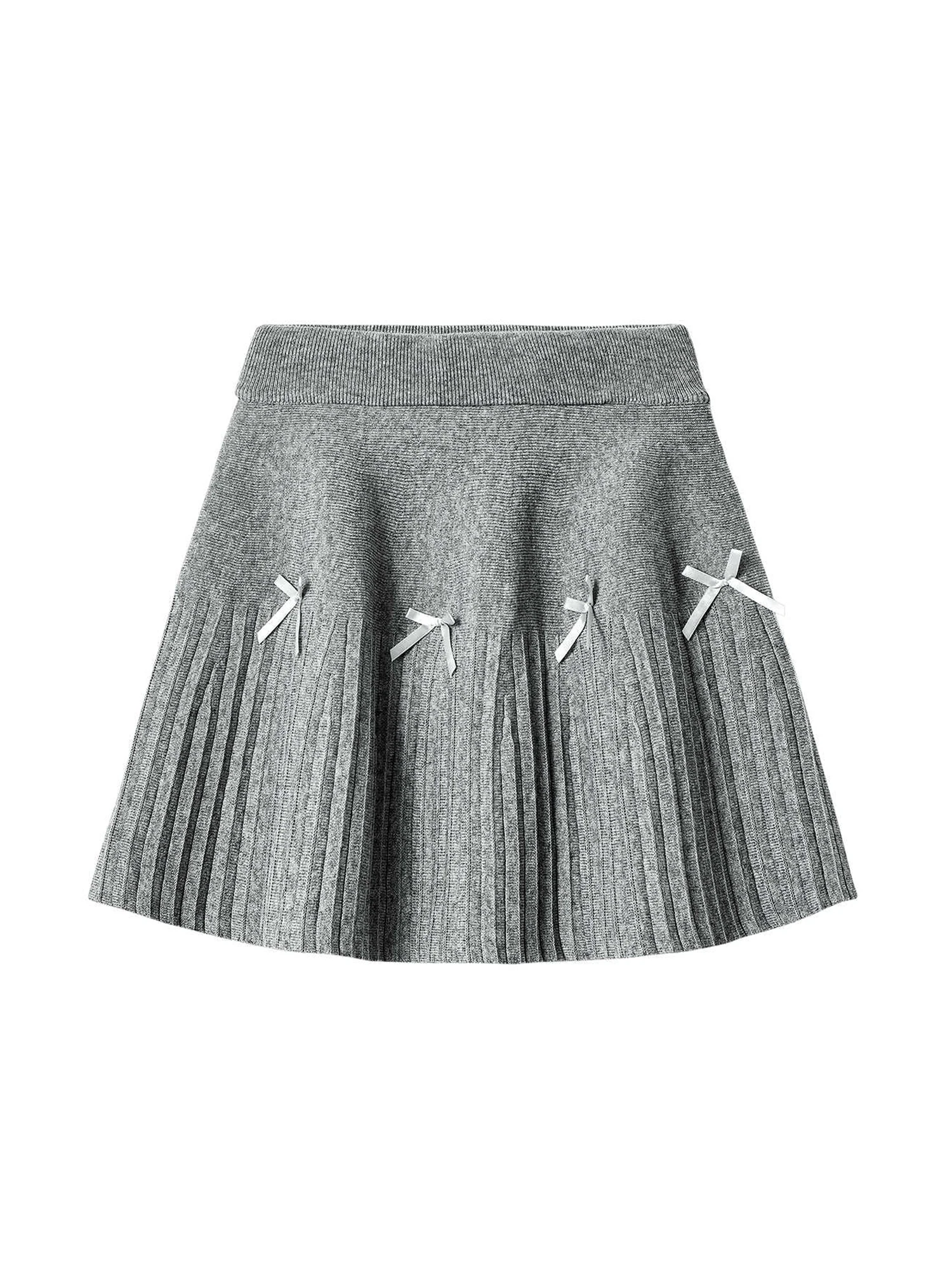 

Women's Grey A-line Pleated Skirt Vintage Cute High Waist Mini Skirt Harajuku Y2k Preppy Style Bow Skirts 2000s Clothes Autumn