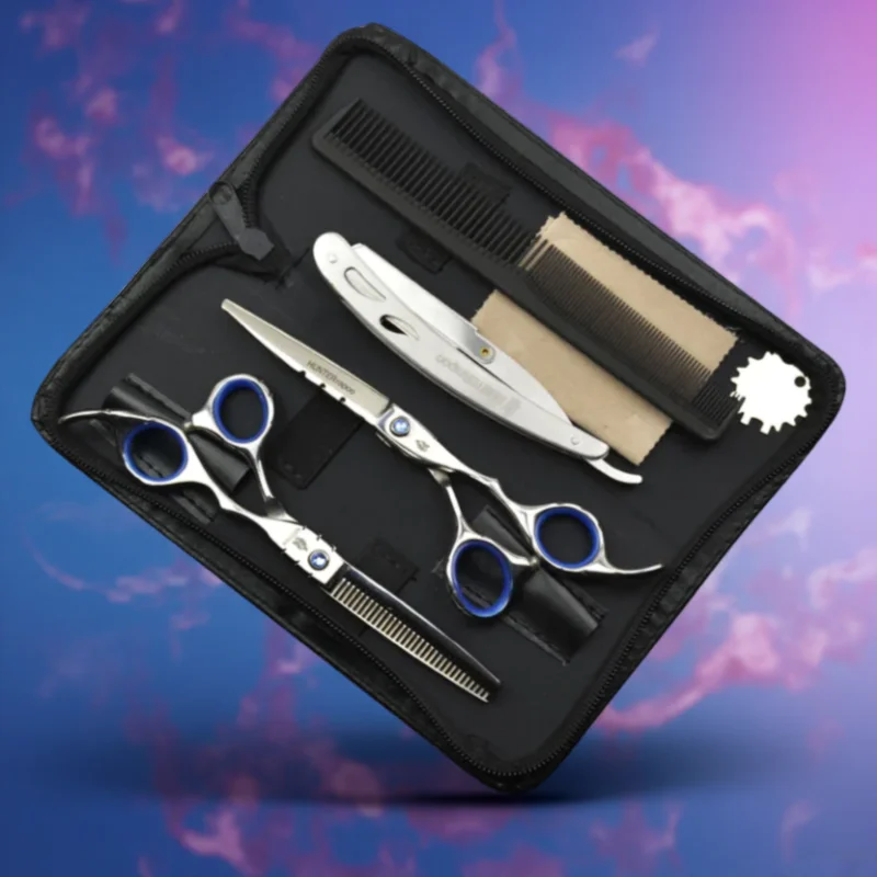 

HUNTErapoo 6" inch Stainless Steel Barber Scissors Set Hair Cutting Scissor and Thinning Shears Kit For Hairdresser Haircut