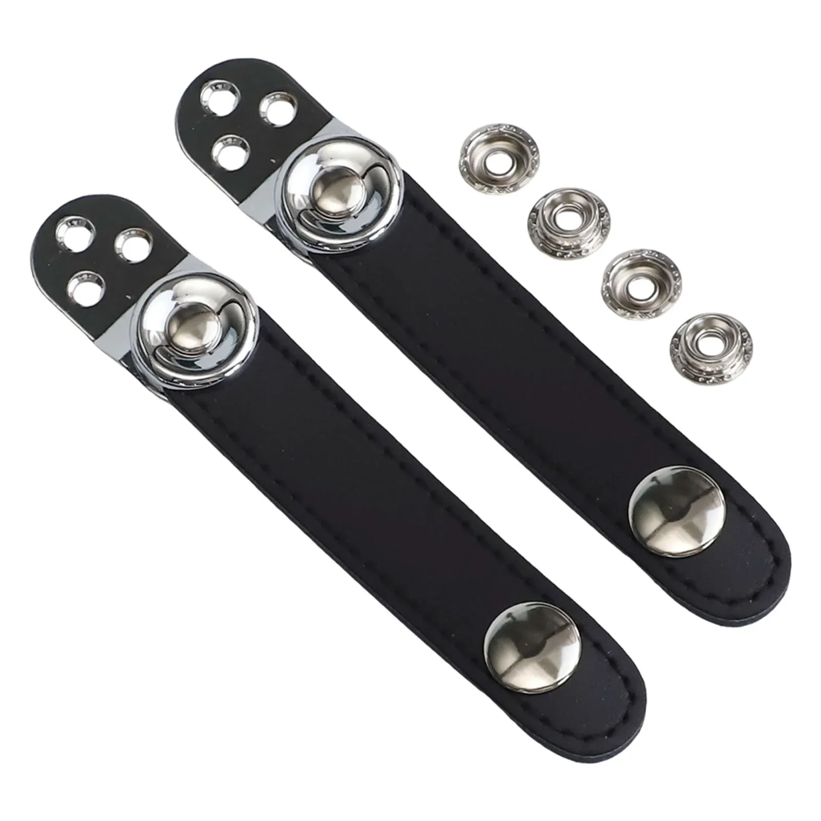 PU Leather Accordion Straps for Bellows Adjustable Buckles and Complete Set of 2 Straps and 4 Buckles for Bass Accordions