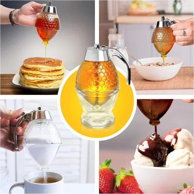 

1 Pack Sauce Syrup Squeeze Bottle Holder Storage Jar Bee Drip Dispenser Jug Honey Jar Container Kitchen Accessories Tools