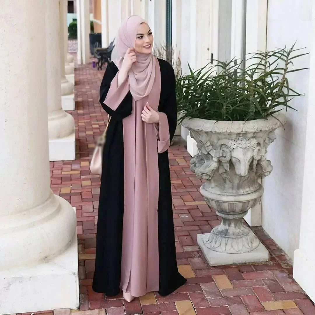 Fashion Patchwork Muslim Dress Women Eid Ramadan Islamic Clothing Dubai Turkey Abaya Arabic Robe Femme Musulmane Kaftan Jalabiya