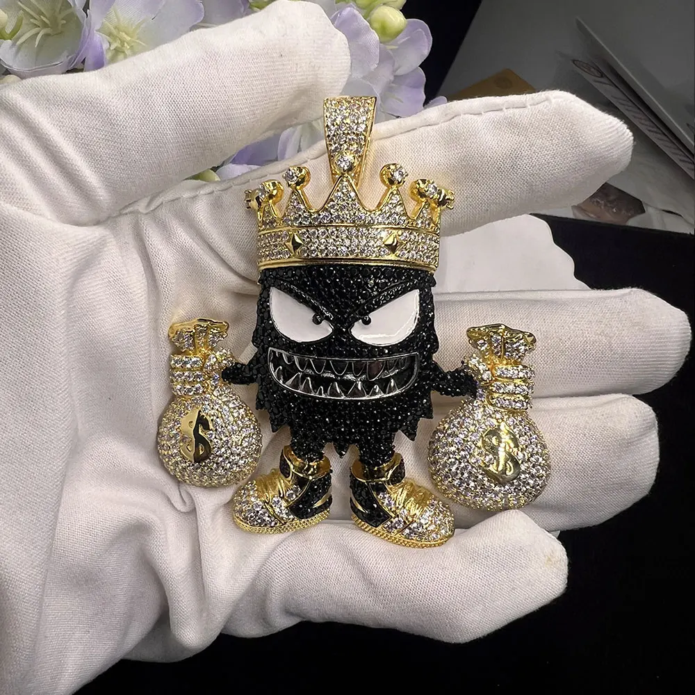 

LYEE CYEE Hip Hop Crown Money Bag Black Pendant Necklace Men's Luxury Street Fashion Jewelry Men's Boutique Jewelry Valentine's Day/Commemorative Gift Birthday Gift Best Gift for Good Friends