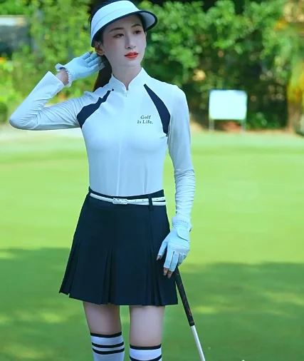 Golf Short Skirt High Waist A-line Slimming Half Skirt Double-layer Pleated Half Skirt Sports Tennis Gym Running Yoga Soft Short