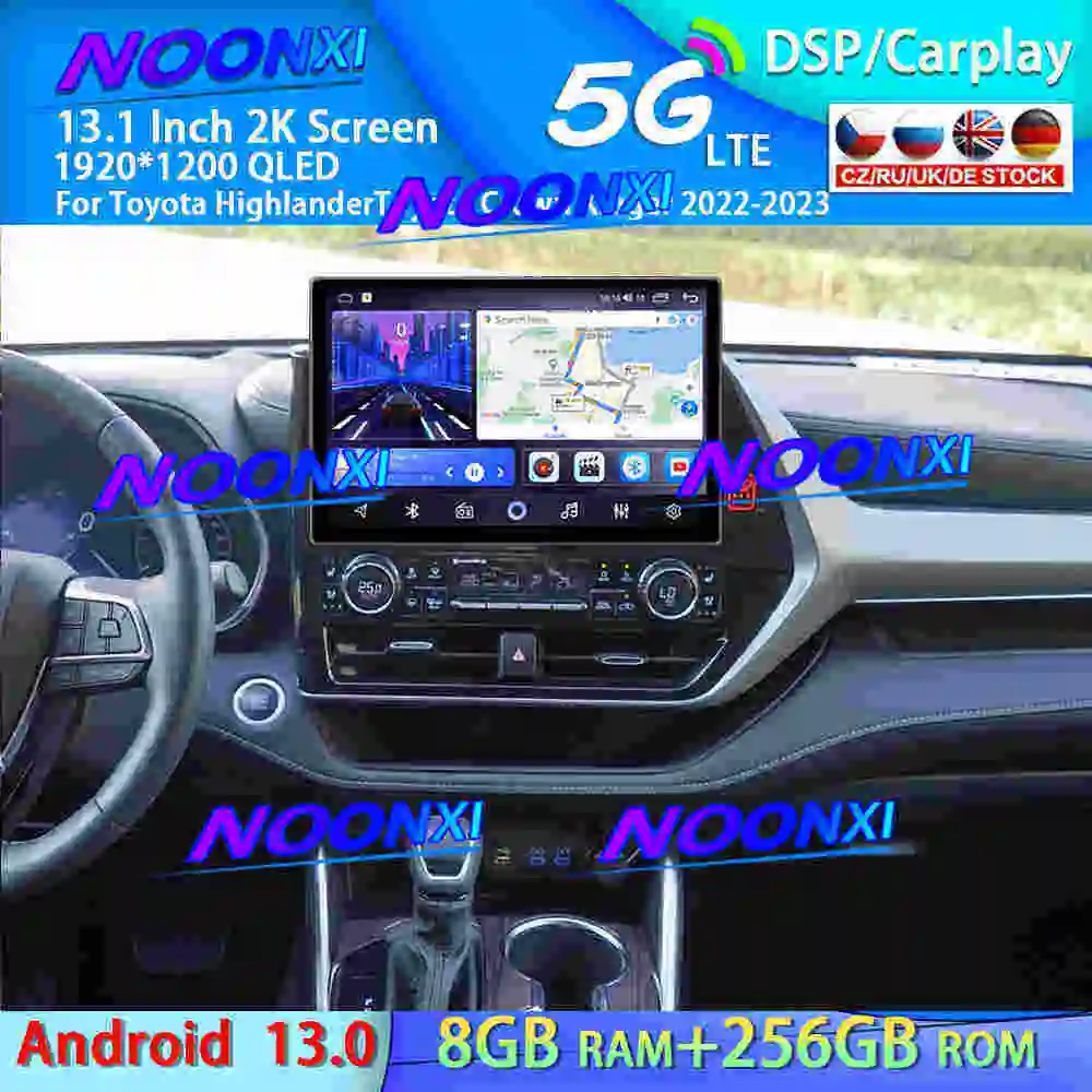 Multimedia Receiver Android 13 Player For Toyota Highlander Crown Kluger 2021-2023 GPS Navi Car Radio Bluetooth Carplay HeadUnit