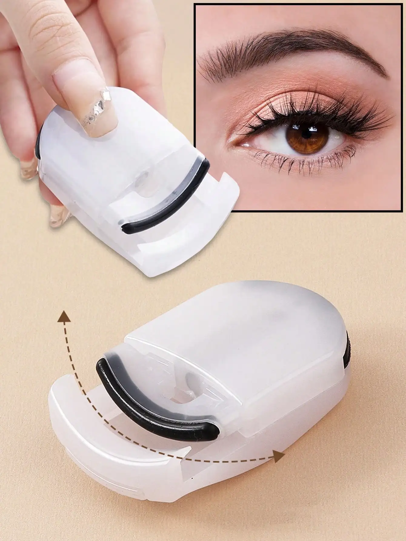 Transparent White Mini Portable Eyelash Curler - Easy Shaping, Non-Damaging, Eye Contour Fitting, Wide-Angle Non-Clamping, Includes Spare Pads, Easy Replacement, Suitable For Beginners,Makeup,Cheap,Room Decor,Vanity,Travel,Bedroom sb2411116495492210