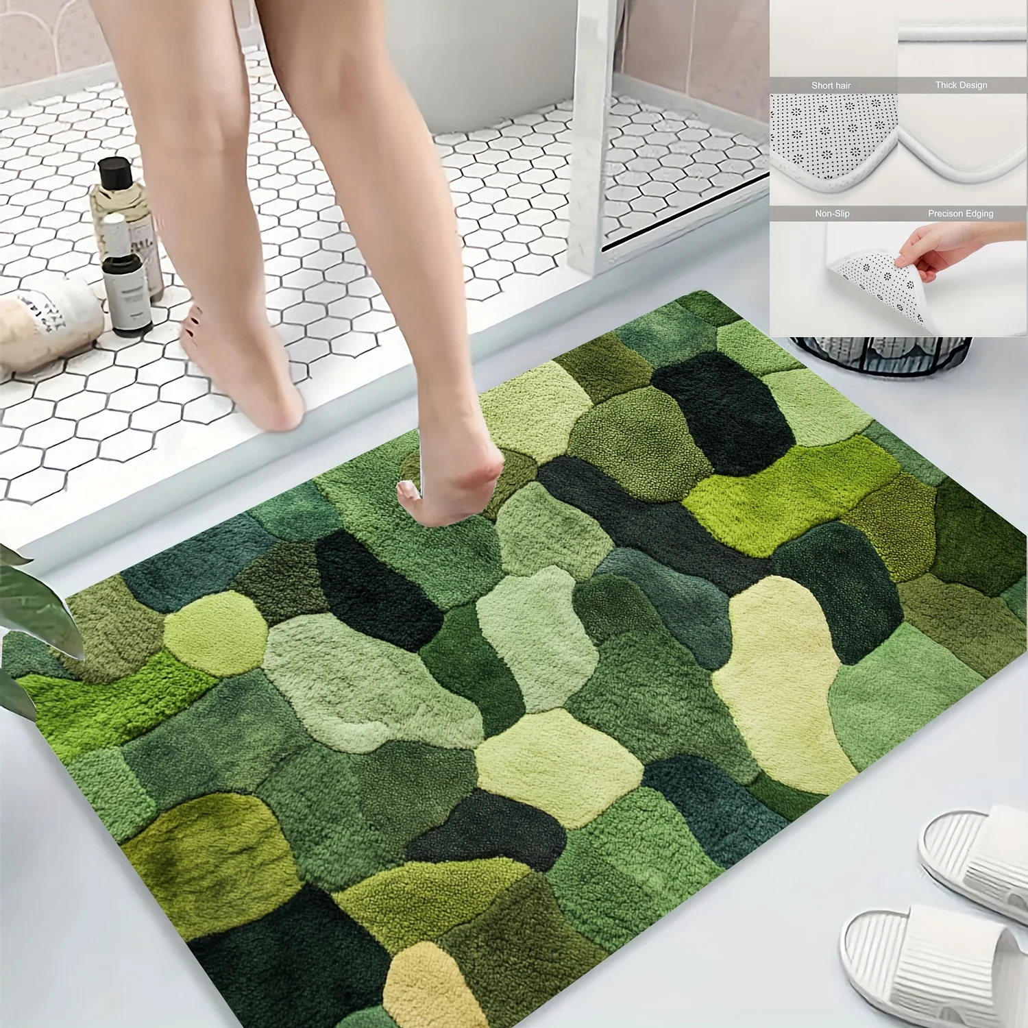 Abstract Forest Bath Mat - Simple Kitchen Shower Entryway Rug, Perfect New Home Gift & Bathroom Kitchen Decor Accessory