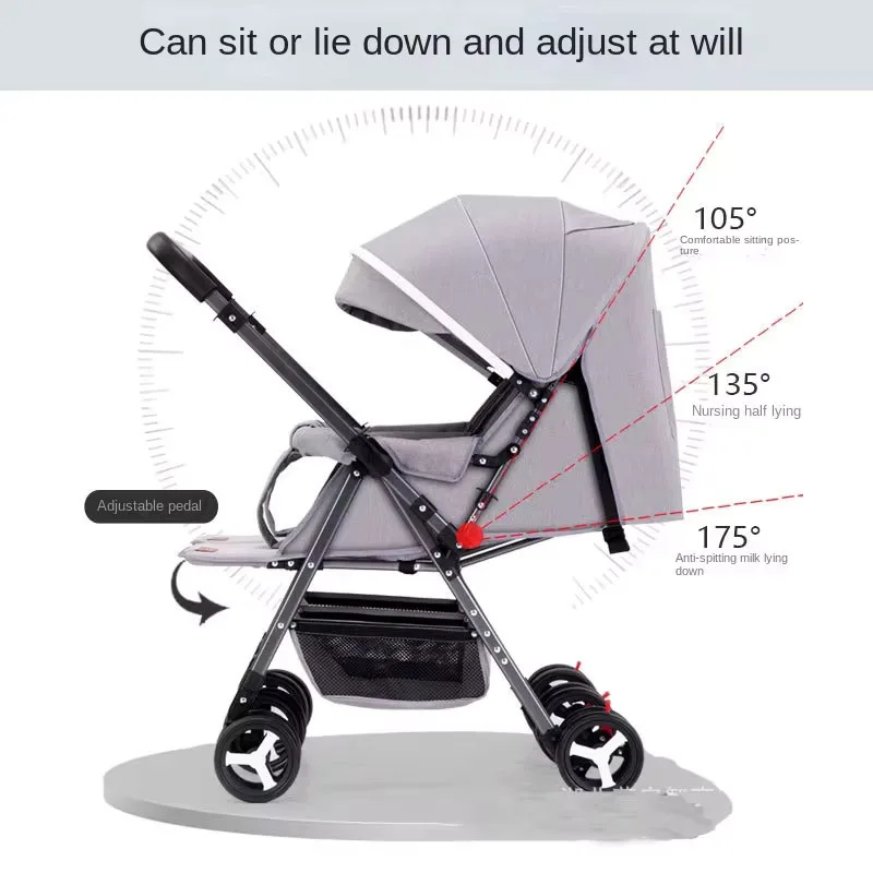 Baby Stroller Can Sit and Lie Down Twins Stroller Newborn Baby Two-way Seat High Landscape Lightweight Folding Children Stroller