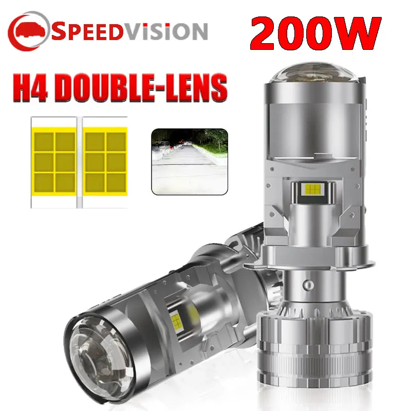 

H4 Bi Mini LED Projector Lens LED Car Headlight Bulbs 4000LM 200W CANBUS Turbo Auto Bulb H4 High Low Light Fog lamp bulb12V 24V