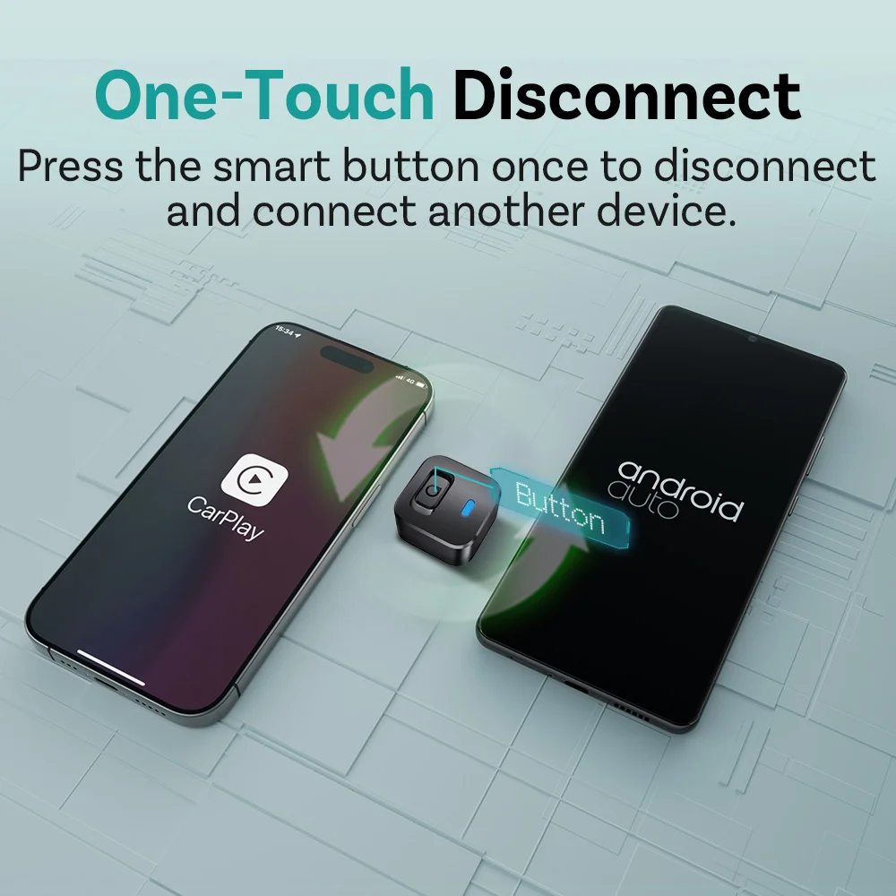 Ottocast Mini Dot Kabelloser Carplay-Adapter Android Auto Dongle Kabelgebunden zu Kabellos WiFi 6 Bluetooth 5.4 Plug & Play für Audi Kia – Detail 15