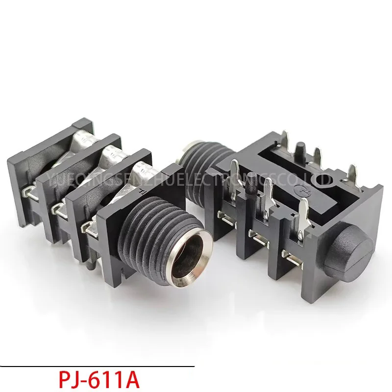 100PCS PJ611A 6.35MM Female Audio Connector 6 Pins Stereo Headphone Socket Jack PJ-611A 6.5MM