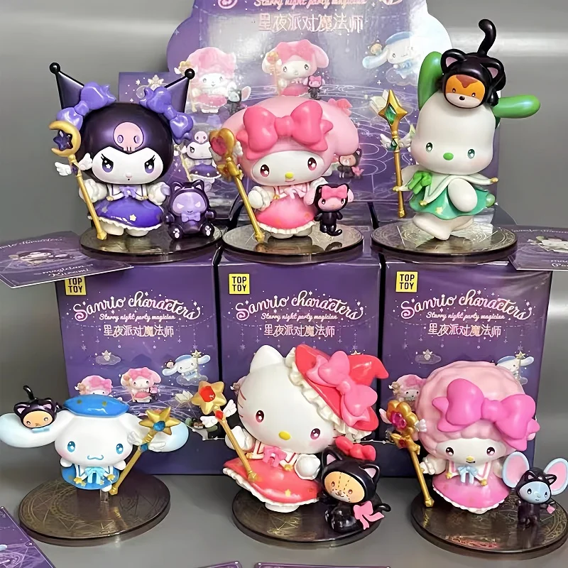 

New Sanrio Starry Night Party Wizard Series Kawaii Kuromi Big Ear Dog Hello Kitty Character Mystery Box Magic Style Collect Gift