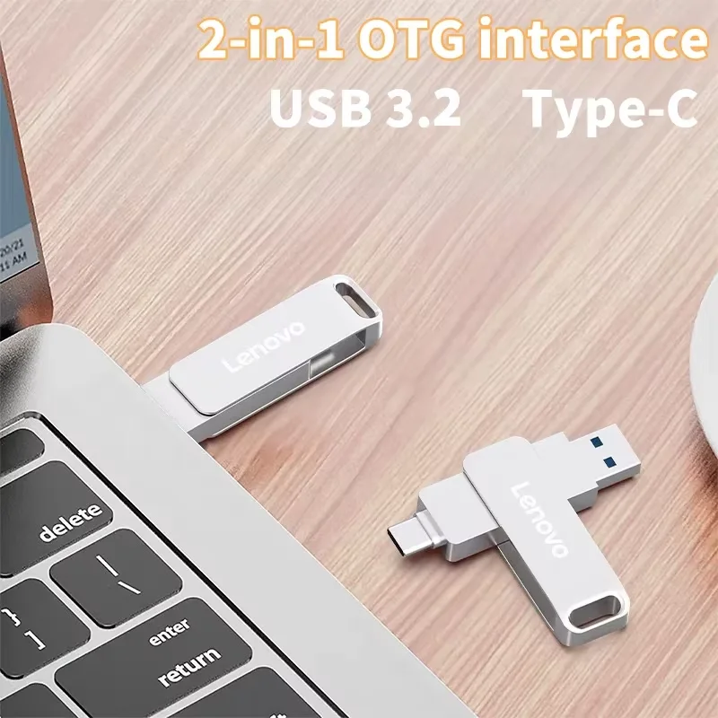 Lenovo 16 ТБ USB 3.0 Флэш-накопитель U-диск Type-C Интерфейс Высокоскоростной 1 ТБ Большой емкости 2 ТБ 1 ТБ Металлический флэш-накопитель Memoria Stick