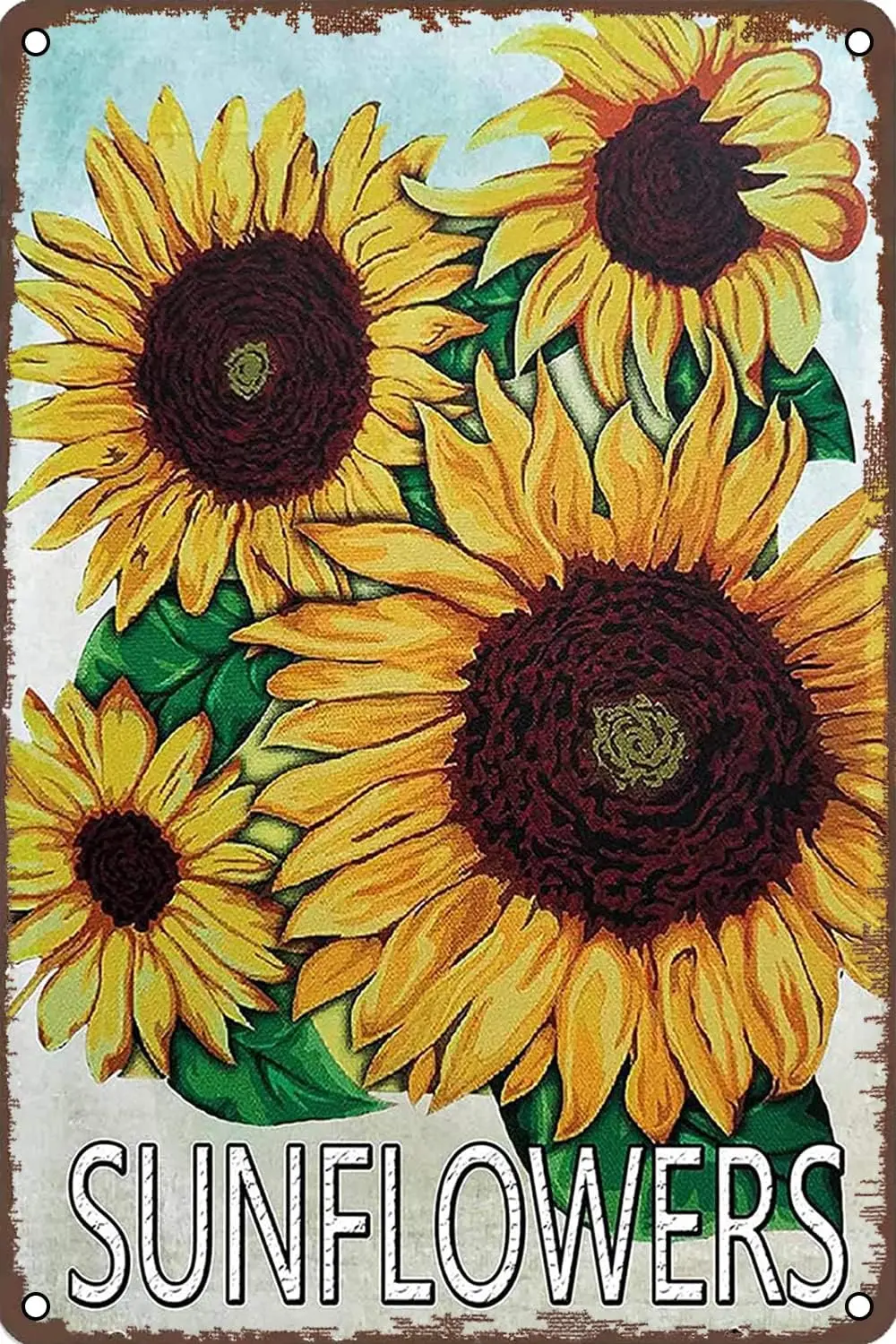 Rustc Sunflower Decor Vntge Metl Wll Hngng Sgns Retro Wll Decor for Home Grden Mn Cve Brs Resturnts Cfes Offce Store Sgn 12 X 8