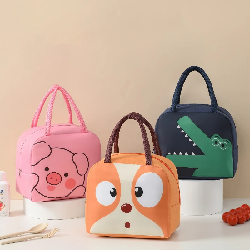Portable Cute Pet Print Lunch Bag Cartoon Oxford Cloth Thickened Insulation Fresh Handheld Ice Pack Meal Box