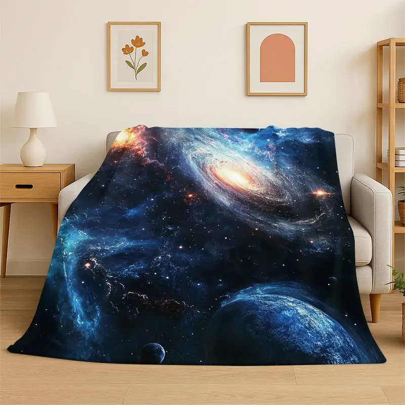 Dream Universe Galaxy Space Stars Black Hole Milky Way Flannel Blanket Soft Throw Blanket for Bedroom Living Room Bed Picnic Nap