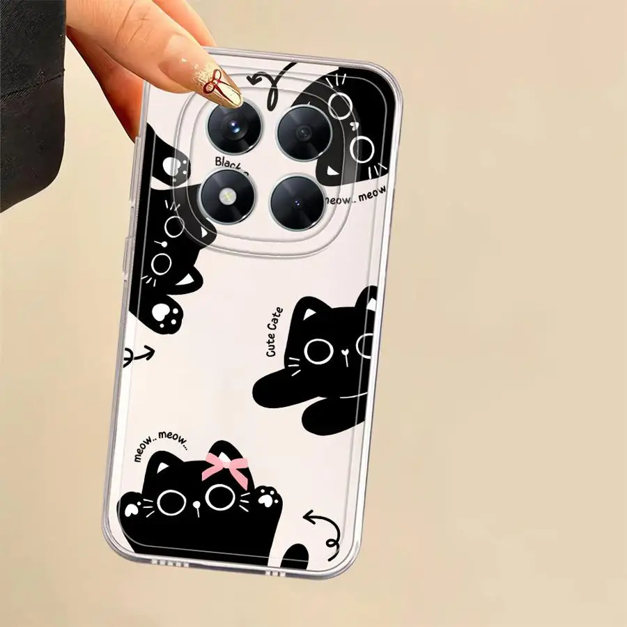 حافظة ناعمة شفافة لهاتف Xiaomi Poco X4 M3 X3 Pro X4 GT X5 X3 NFC Cute Little Black Cat #5