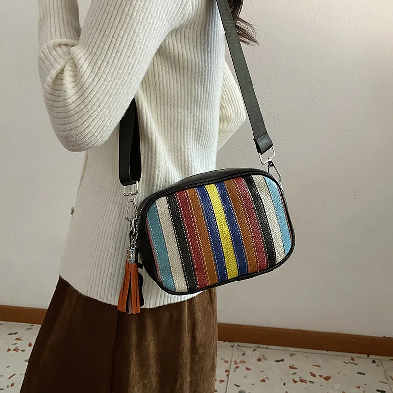 

Luxury 2025 Genuine Leather Tote Bag, Chic Color Block Square Shoulder Bag, Designer-Inspired Convertible Crossbody Purse