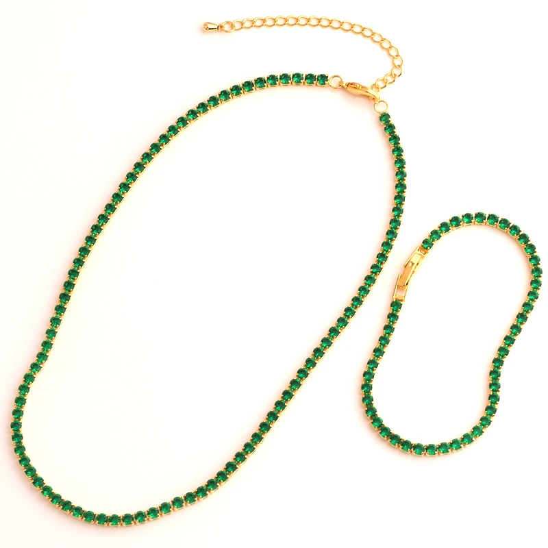 Elegante collana a catena con zirconi cubici verde smeraldo Dainty Super Tennis Choker Collane gioielli per le donne Donna Collane Hot