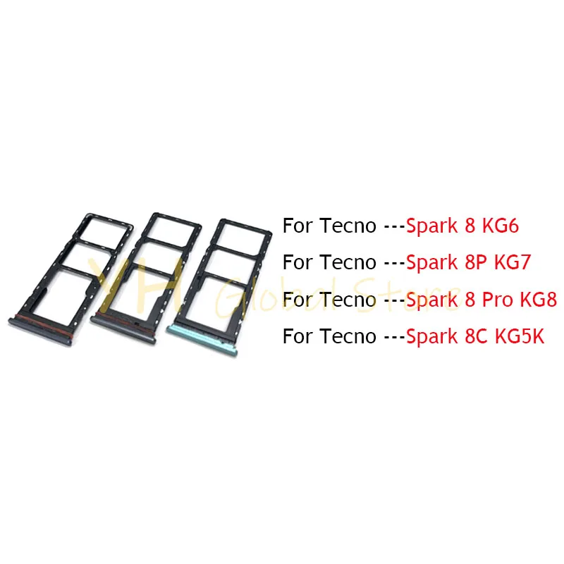 20PCS For Tecno Spark 8 8C 8P Pro KG5K KG5 KG6 KG7 KG8 Sim Card Slot Tray Holder Sim Card Repair Parts