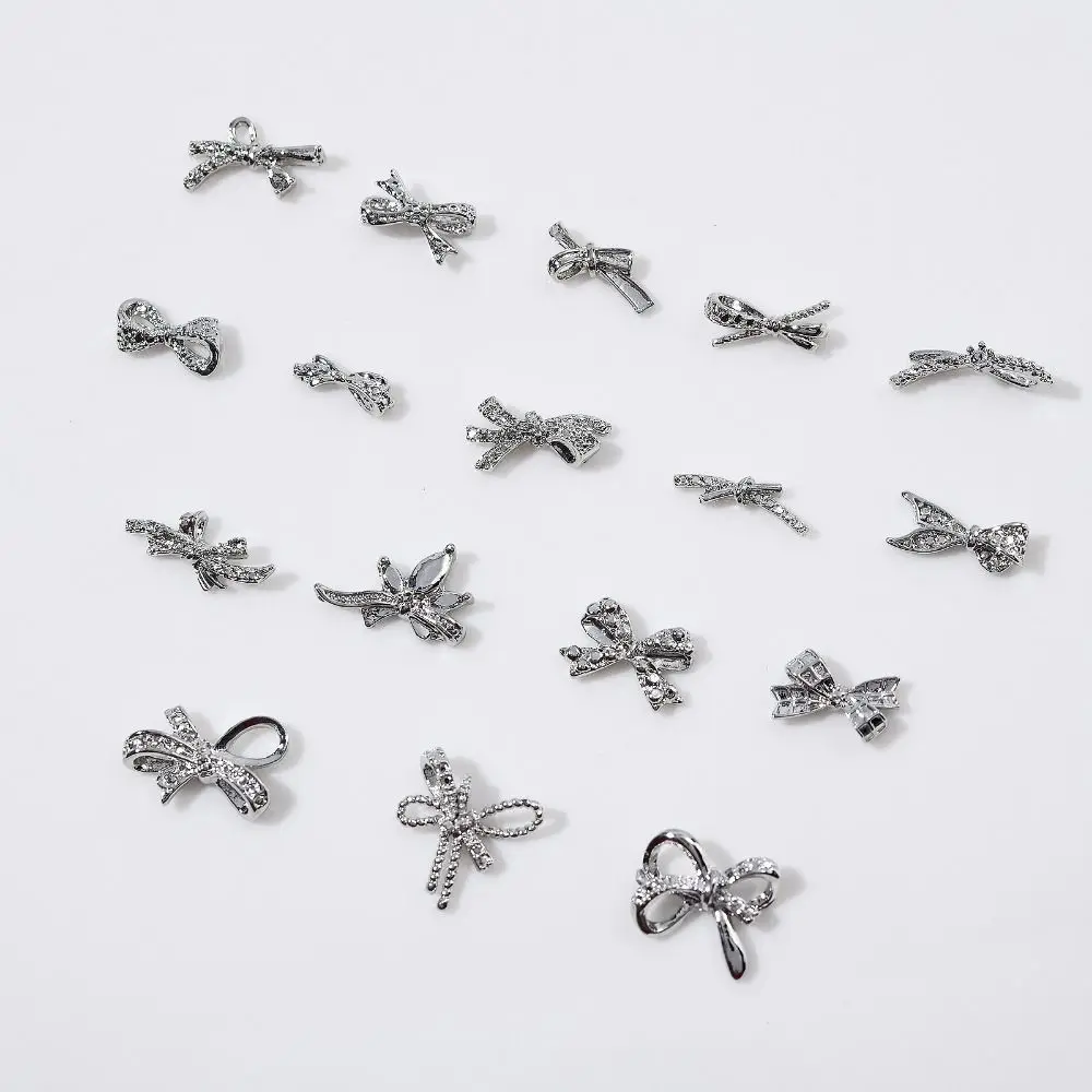 

10pcs 3D Nail Art Decor Ribbon Bow Rhinestones Bow Shaped Nail Charms Exquisite Metal Alloy Manicure Decoration Gifts