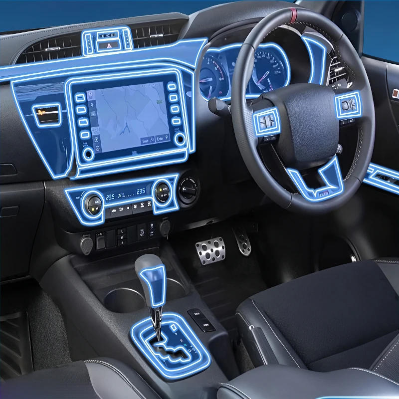 FOR Toyota Hilux Interior Dashboard Multimedia Navigation Transparent Anti-Scratch Protection Film Modification