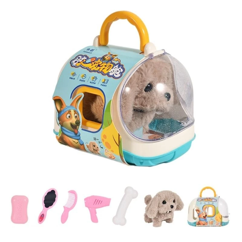 U13F Electric Barking Dog Simulation Pet Raise Toy Walking Animal With Carriers Plush Dog Dog Interactive Toy Baby Baby Crawling