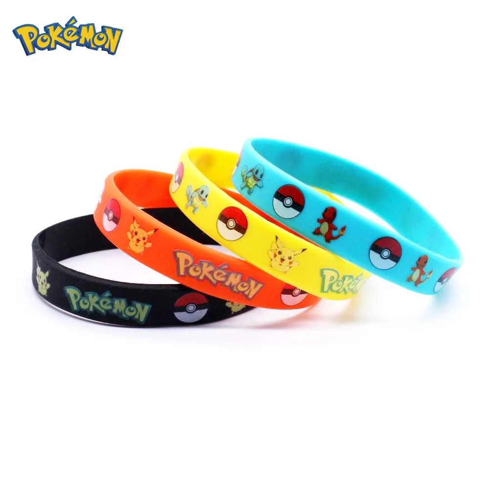 

4PCS Pokemon Picachu Anime Silicone Wristband for Kids Cartoon Bracelets Action Figure Toy Cute Bracelet Childrens Birthday Gift