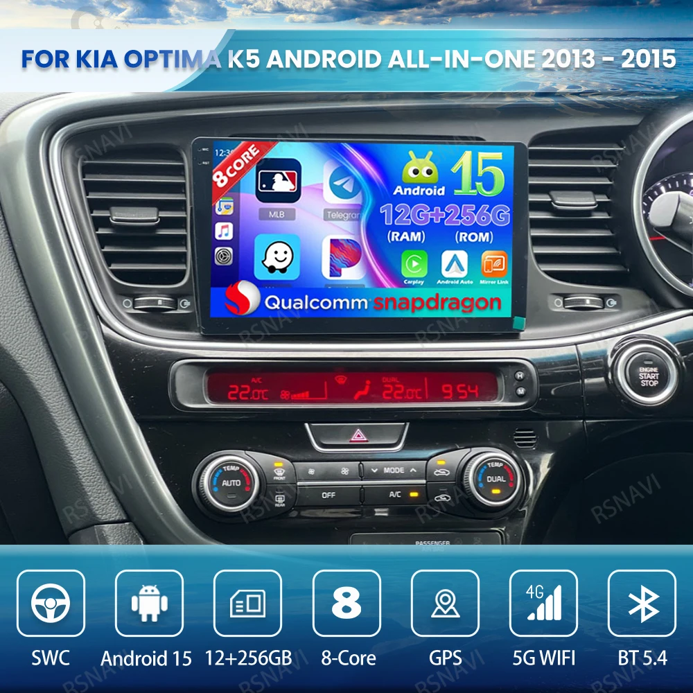 

Android 15 Car Radio For KIA Optima K5 Android All-in-one 2013 - 2015 DVD Multimedia Viedo Player Qualcomm Wireless Carplay Auto