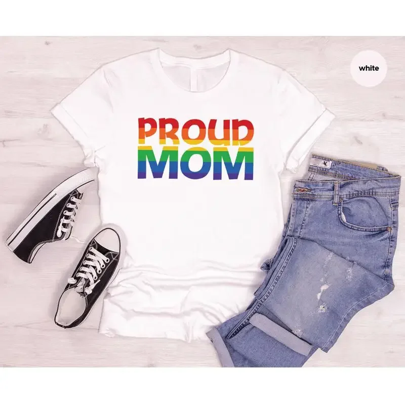Pride Mom T Shirt Rainbow Queer Be Kind LGBTQ Flag Human Rights Awareness