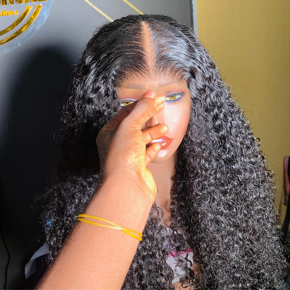 

Бесклеевые парики из человеческих волос Wear and Go Deep Wave Frontal Wig 5x5 Предварительно вырезанный парик из натуральных волос Готовый для ношения парик с кружевной застежкой