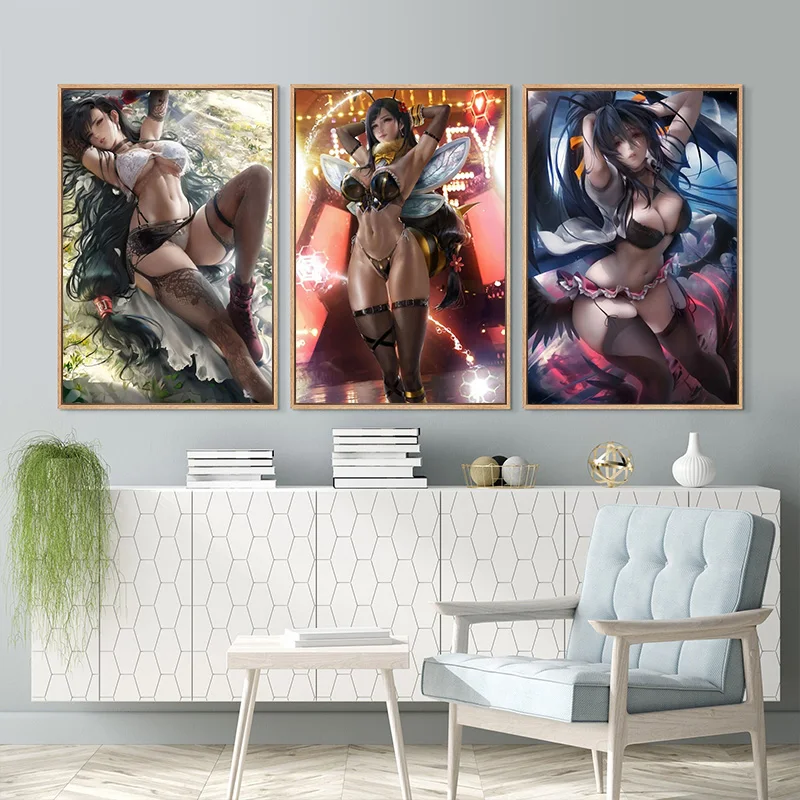 Hot Game Final Fantasy Sexy Anime Girl Poster Prints Canvas Painting And Prints Wall Art Picture Home Dorm Decor Frameless Gift