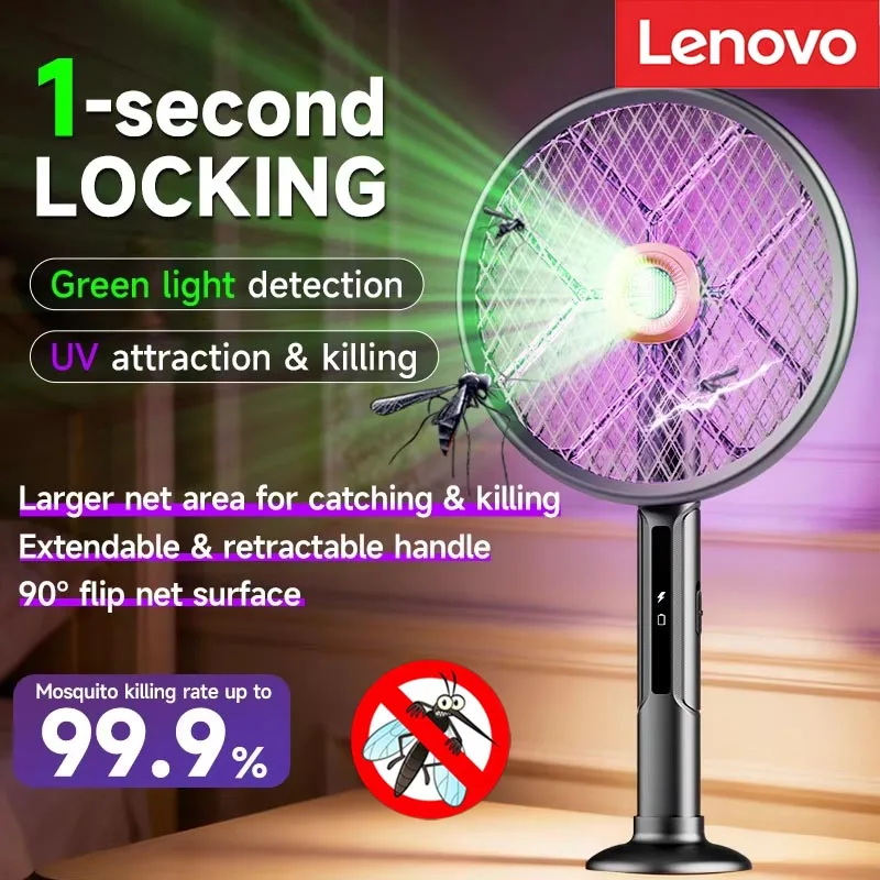Lenovo 2-in-1 Mosquito Killer Is A Retractable Rechargeable Household Mosquito Swatter With A Rotating Electric Mosquito Swatter