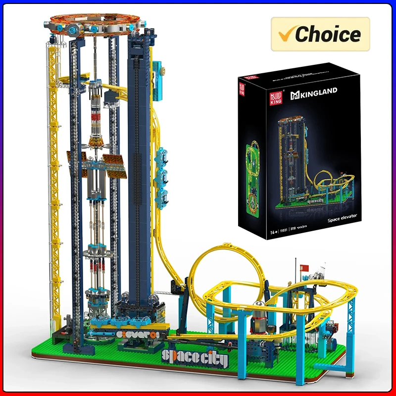MOULD KING 11031 Motorized Space Elevator Roller Coaster Model Building Blocks Assembly Diving Coaster Brick Toy for Adults