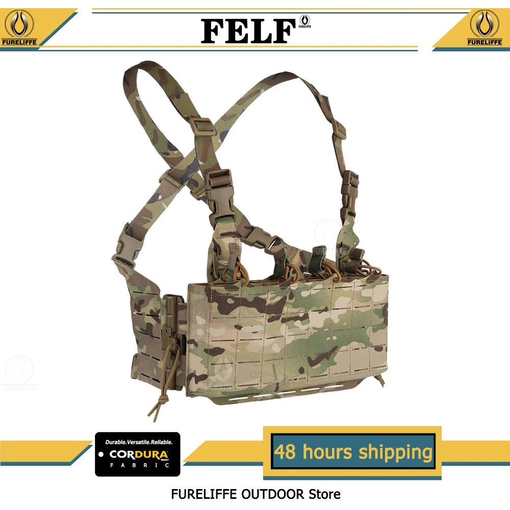 

Laser Cut Molle Tactical Chest Mount can be used with Tactical Vests, Hunting Vest Pouch Molle Chest Mounts