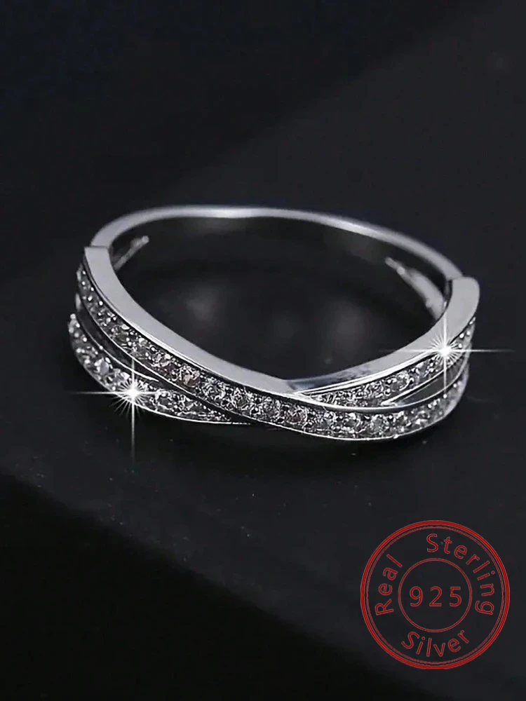 925 Sterling Silver Simplicity Gorgeous Advanced Double Cross Ring For Women Engagement Wedding Luxury High Quality Fine Jewelry