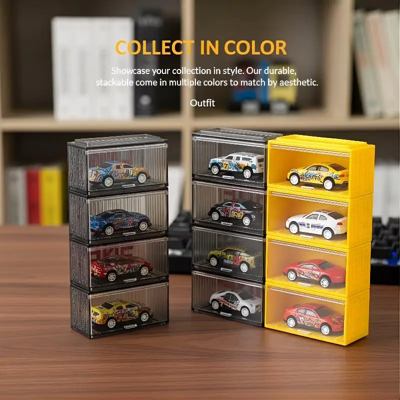 Acrylic 8 Grid Display Box for Car Models Multi Compartment Dustproof Cabinet Organizer for Office Desk