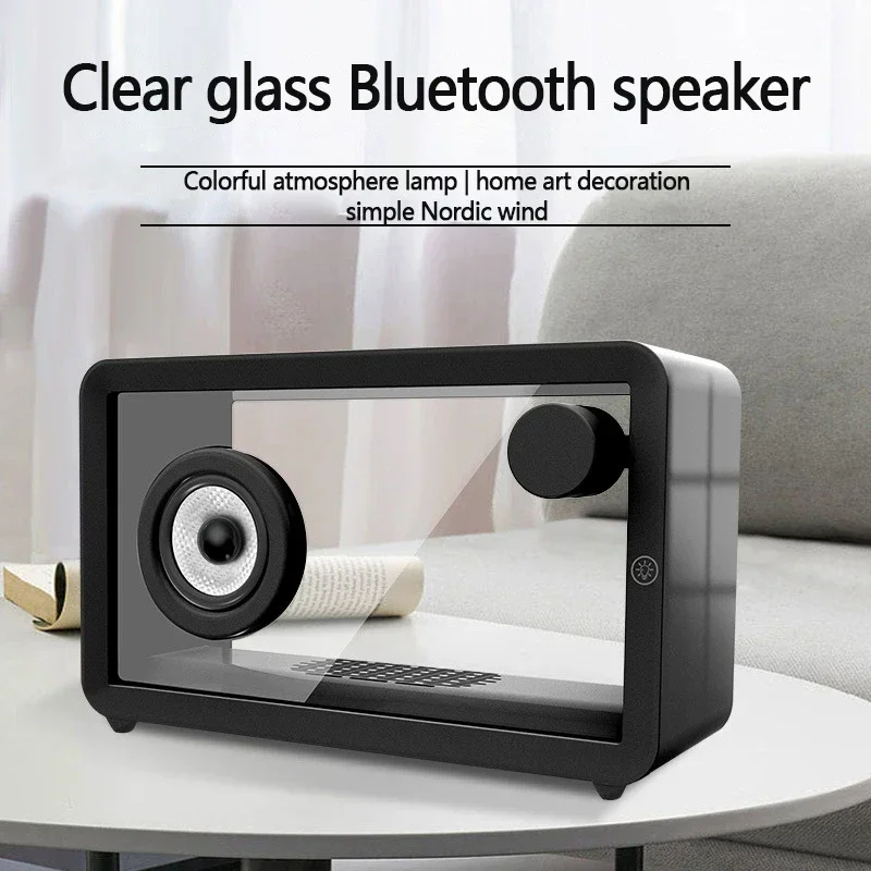 

Portable transparent wireless Bluetooth speaker with colorful RGB lighting and 3D surround sound effects 2000mAh large battery