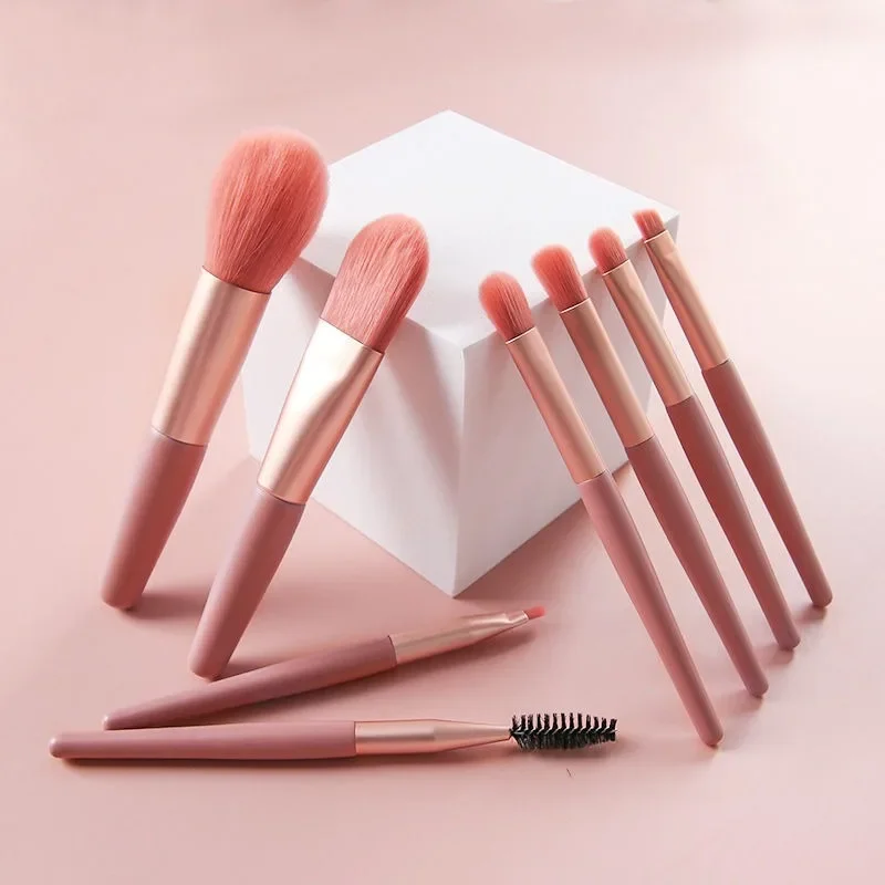 8-Piece One Set Mini Brush Makeup Bag ，Portable Concealer Powder Brush Set Soft Fur Make-up Tool